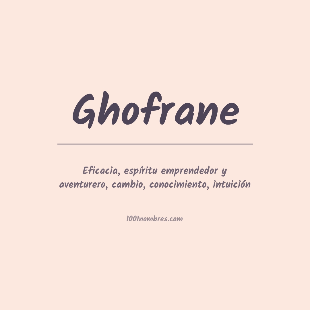Significado del nombre Ghofrane Significado del nombre Ghofrane