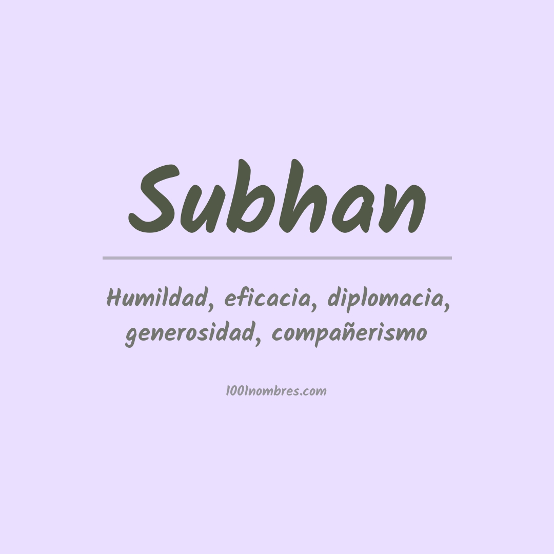 Significado del nombre Subhan Significado del nombre Subhan